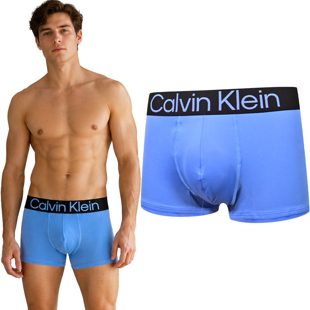 Calvin Klein Bold 男內褲 單件 絲質速乾高彈力男平口褲/四角褲/CK內褲-藍色