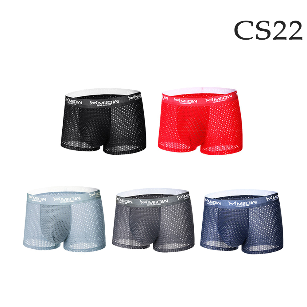 CS22 貓人石墨烯抑菌冰絲網眼洞洞四角男內褲(3件/入)-2入