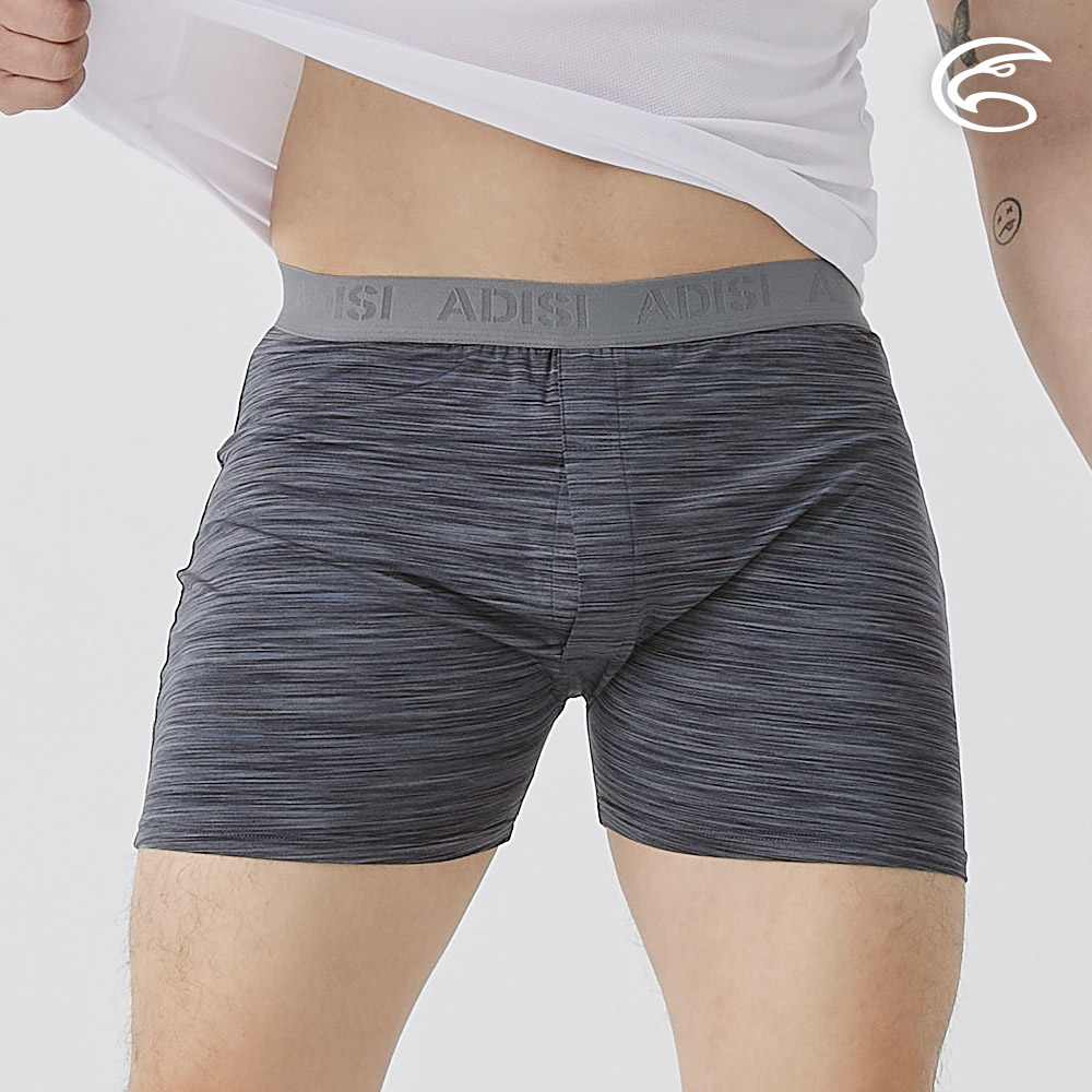 ADISI 男膠原蛋白消臭淨味四角內褲(開檔) AUP2511027 (M-4XL) 雙色深灰