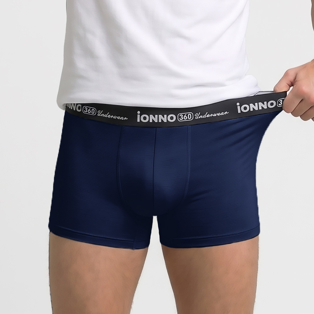 EASY SHOP iONNO-冰沙360-奈米涼爽冰絲男士大平口內褲-航海藍