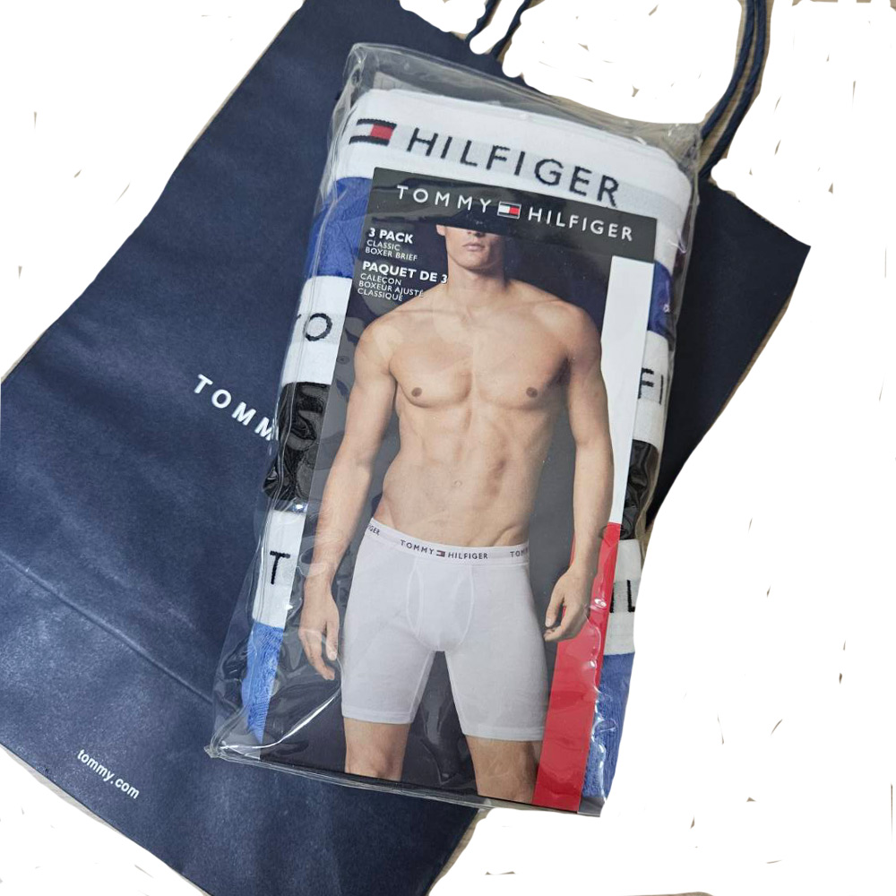 Tommy Hilfiger 湯米 舒適貼身四角男士內褲三件組送禮原廠紙袋