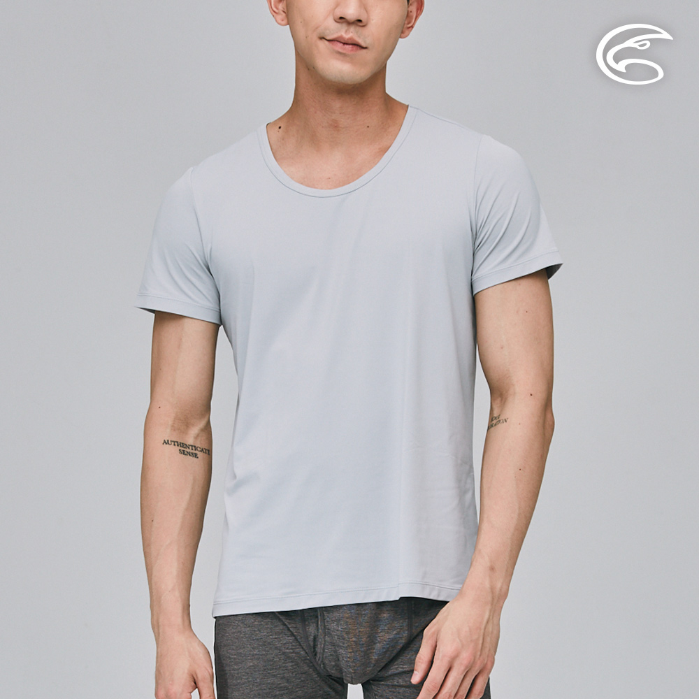 ADISI 男Tactel Pro短袖快乾排汗圓領內衣AL2311078 (S-2XL) 淺灰|透氣 吸濕排汗 快乾 彈性 輕量