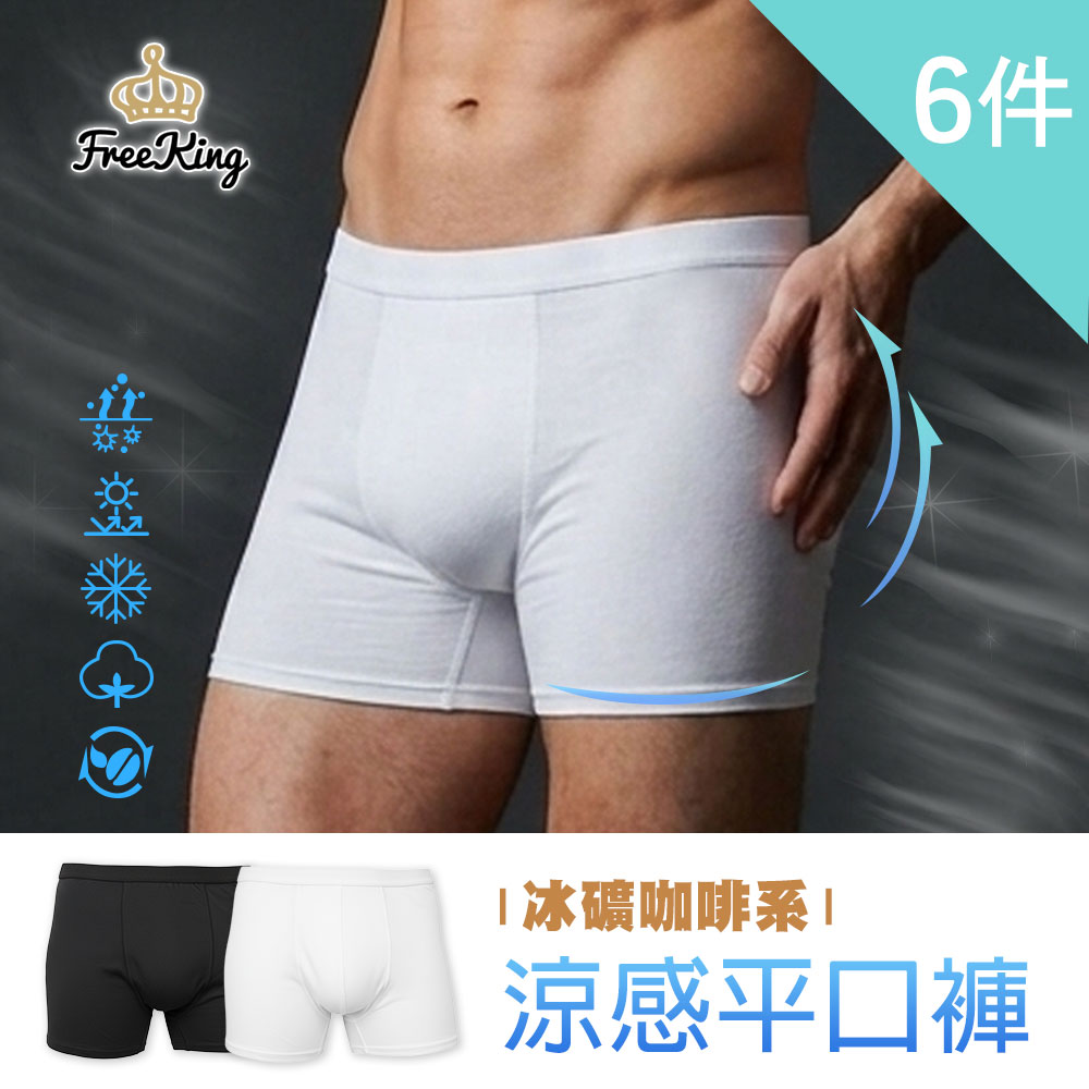 富立金 6入組組-冰礦咖啡男平口褲-M/L/XL(L237/L238/L239 吸濕排汗 涼感透氣 男性內著)