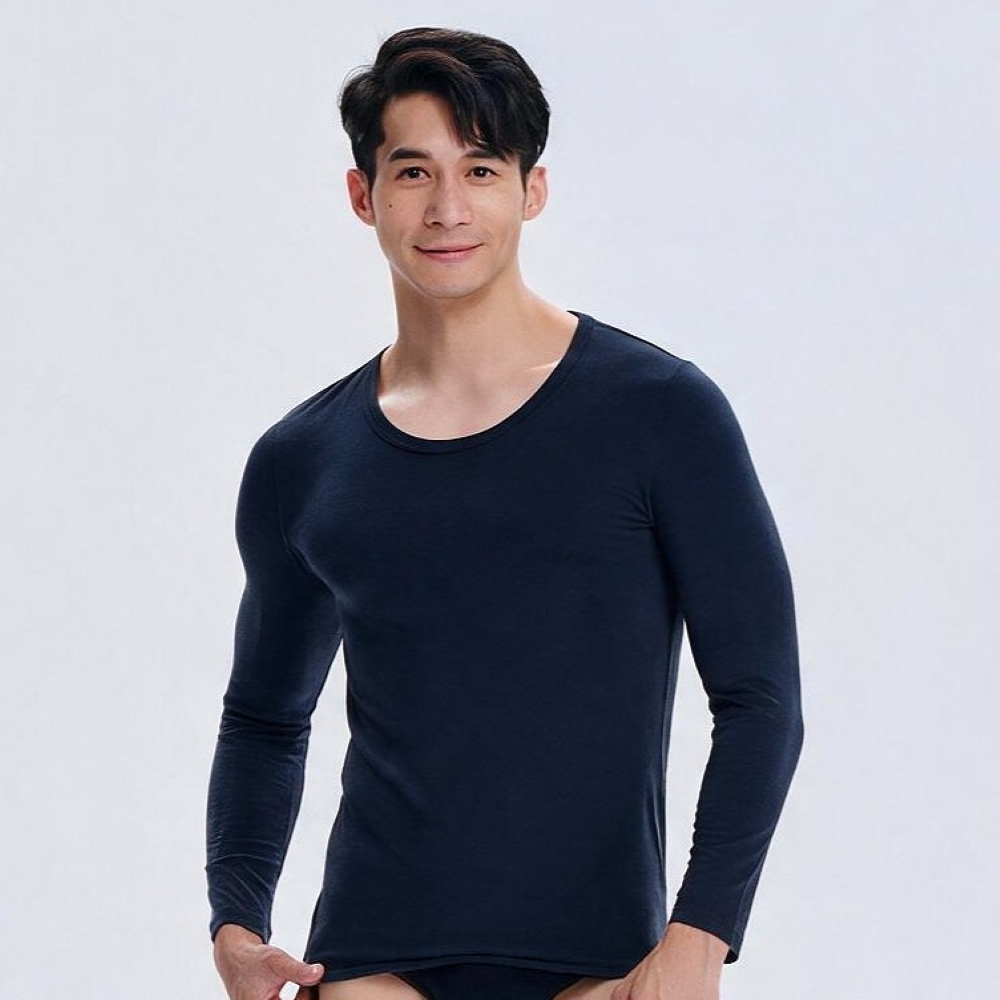 棉花共和國 HEATPLUS暖男圓領發熱衣 M/L/XL (日本發熱紗、極細纖維、柔軟透氣、服貼不緊身)