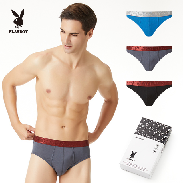 PLAYBOY (3件組)雙重柔感彈力高透氣三角褲