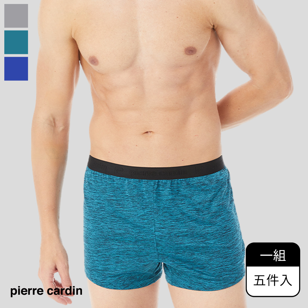 Pierre Cardin 皮爾卡登 雲彩陽離子透氣排汗平口褲(顏色隨機出貨/五件組)
