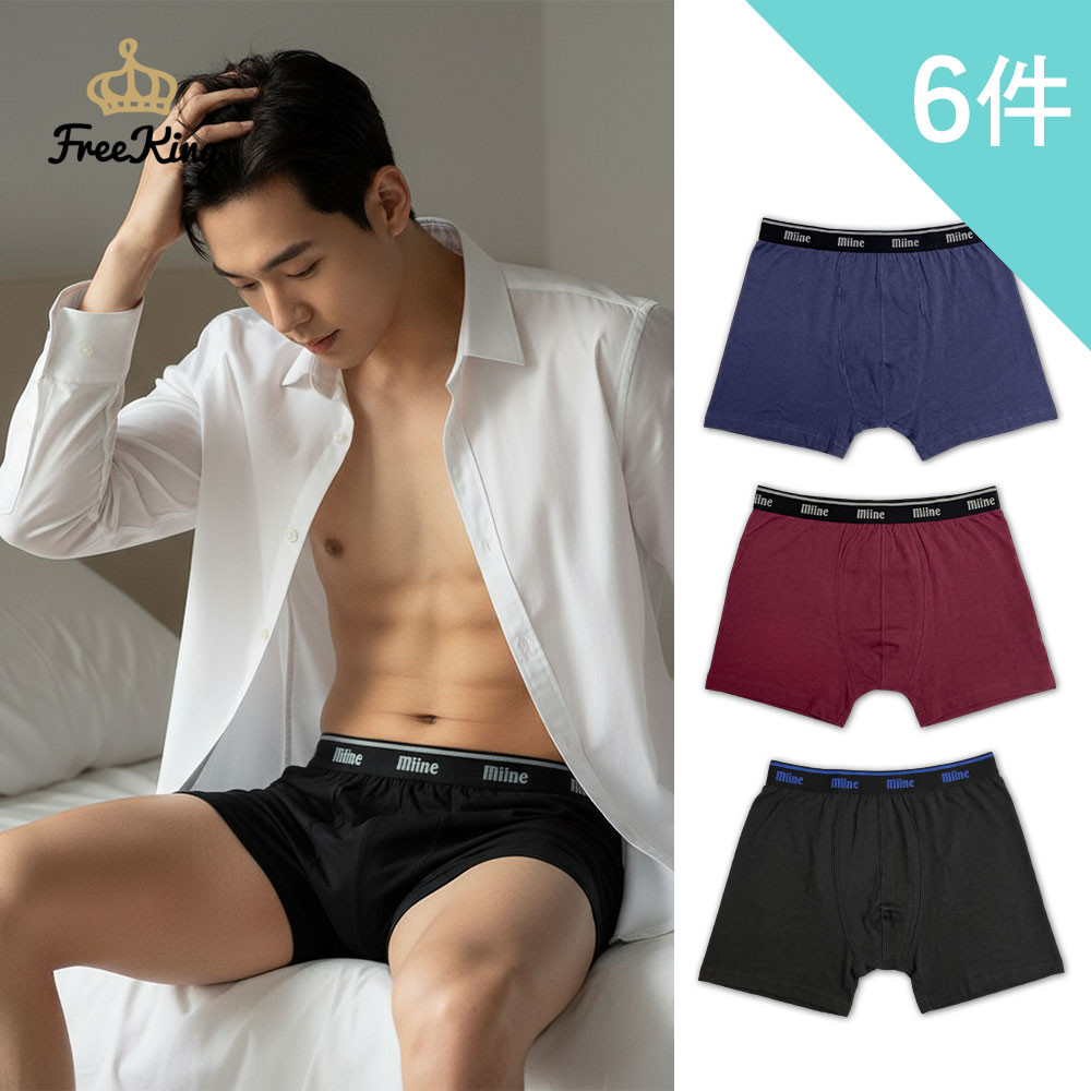 富立金 6件組-男針織拳擊褲-M/L/XL(L298 男內褲 四角褲 透氣 舒適 居家)