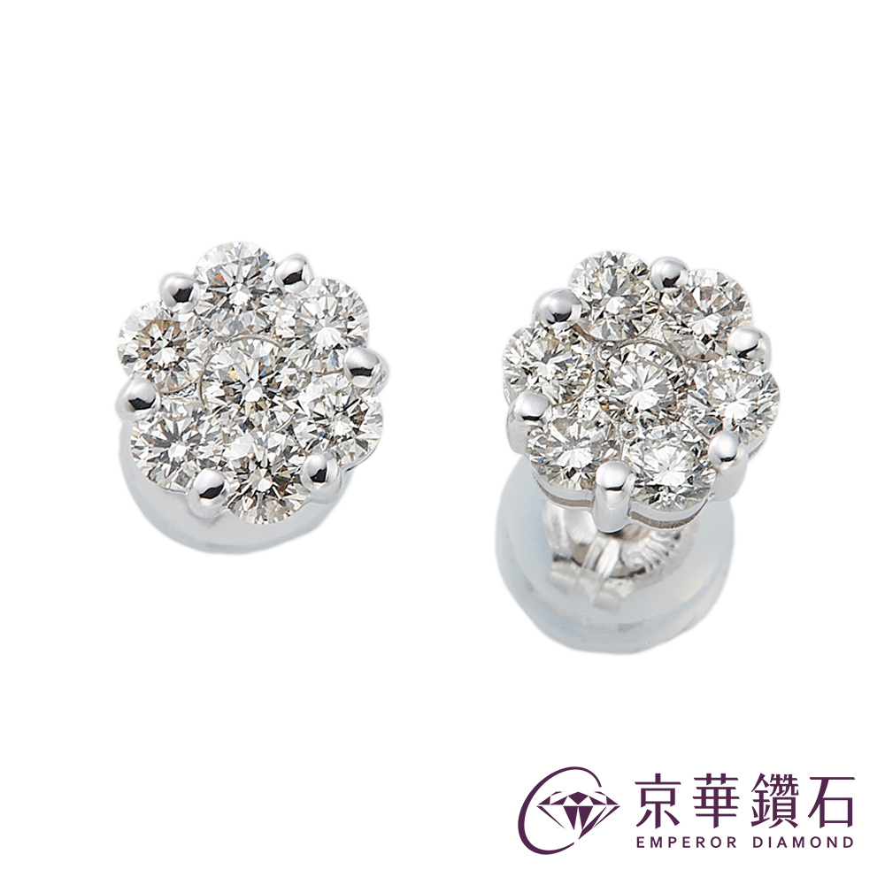 京華鑽石 18K 天然鑽石 共0.50克拉 蕾絲花系列-綻放 鑽石耳環