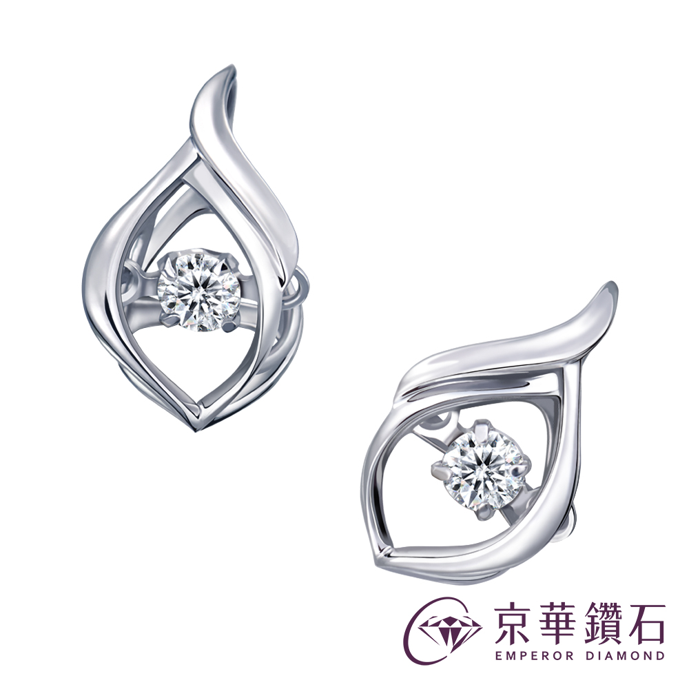 京華鑽石 18K金 天然鑽石 共0.10克拉 跳舞鑽石耳環 心之舞系列