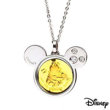 Disney 迪士尼 金飾 可愛維尼寶貝黃金/白鋼項鍊