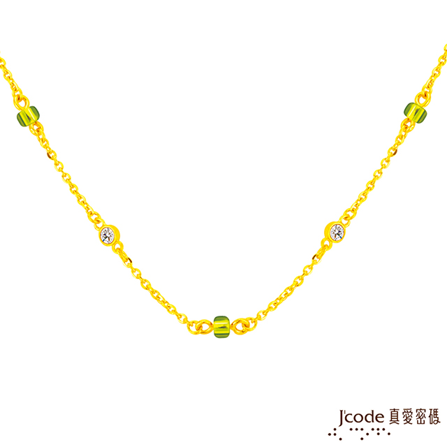 Jcode 真愛密碼 金飾 經典黃金項鍊-綠琉璃