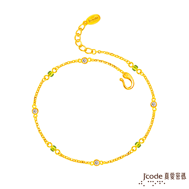 Jcode 真愛密碼 金飾 經典黃金腳鍊-綠琉璃