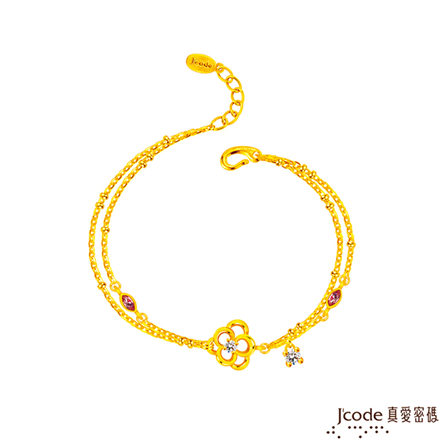 Jcode 真愛密碼 Jcode金飾 閃耀玫瑰黃金手鍊-雙鍊款