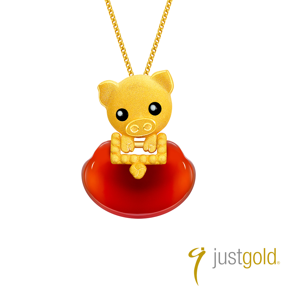 Just Gold 鎮金店 滿福如意十二生肖系列 純金吊墜-豬