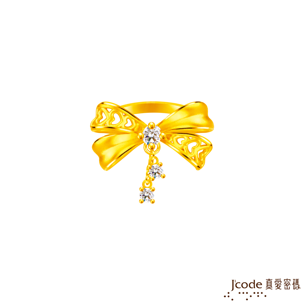 Jcode 真愛密碼 Jcode金飾 蝴蝶結黃金戒指-大款