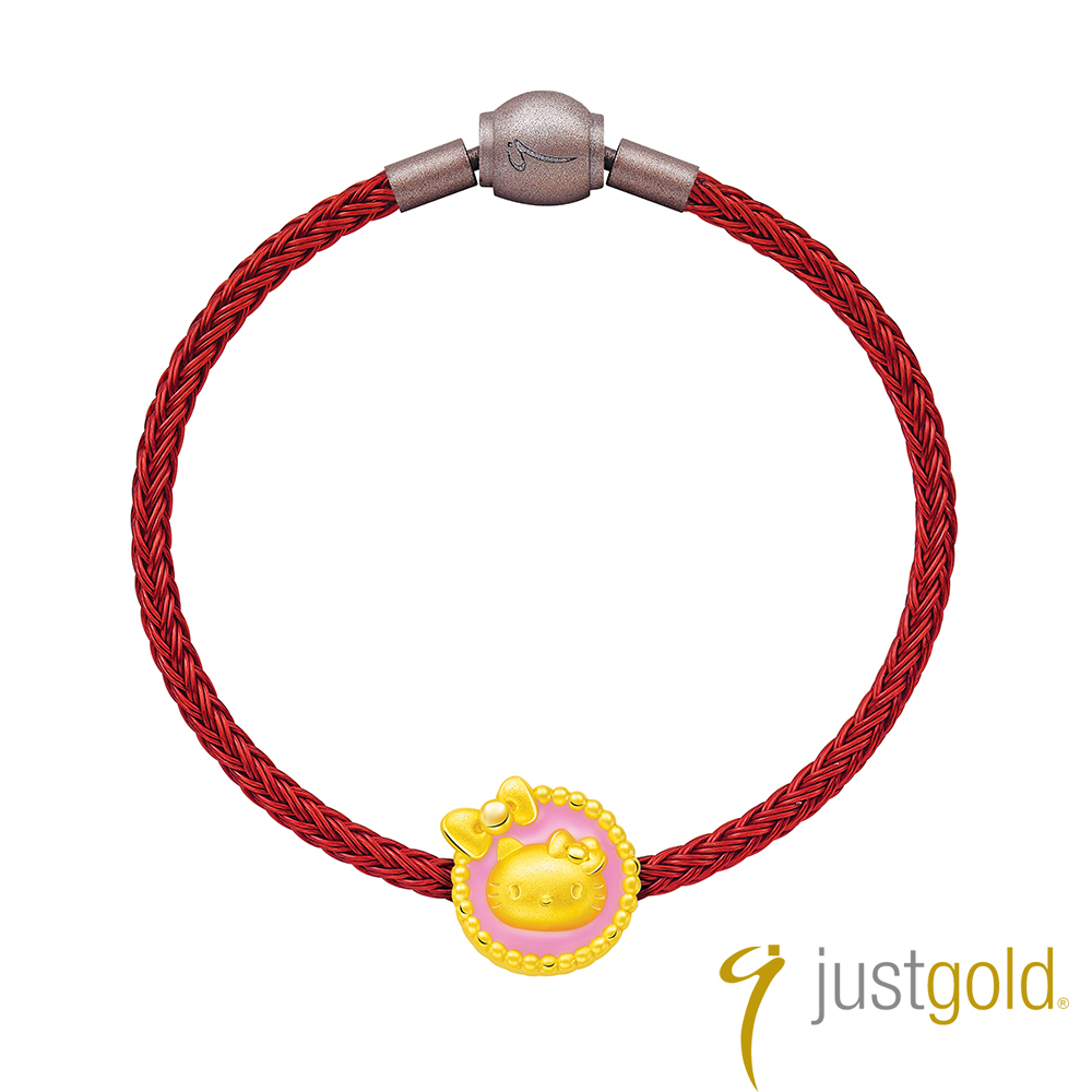 Just Gold 鎮金店 Pinky Hello Kitty純金串珠 (圓臉蝴蝶結)