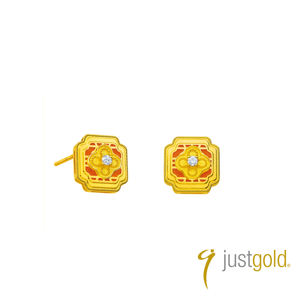 Just Gold 鎮金店 花錦雅韻 黃金耳環