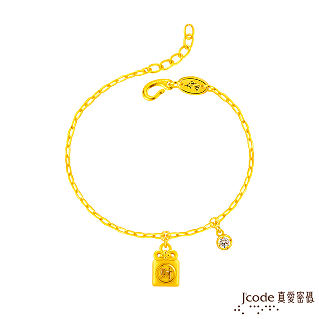 Jcode 真愛密碼 金飾 大甲媽 招財符硬金手鍊 垂吊式