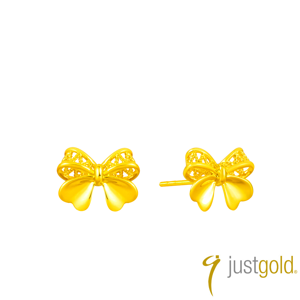 Just Gold 鎮金店 小蝴蝶結 黃金耳環 (網路限定)
