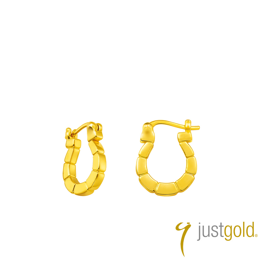 Just Gold 鎮金店 金緻馬銜 黃金耳環