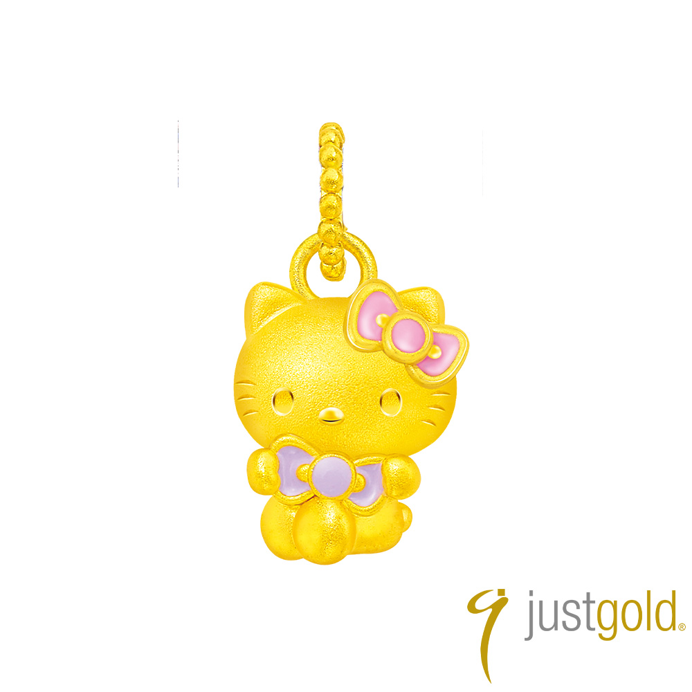 Just Gold 鎮金店 Hello Kitty 幸福漫漫-蝴蝶結 純金 兩用串飾