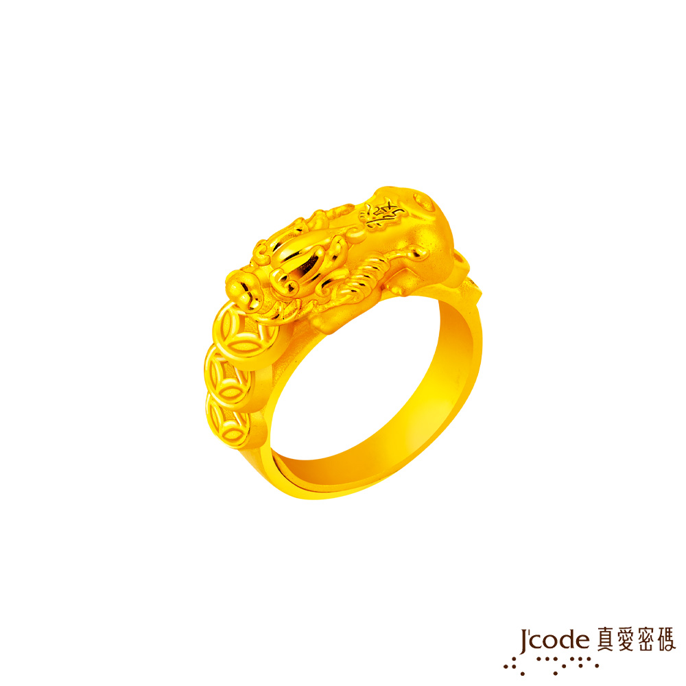 Jcode 真愛密碼 錢多多貔貅黃金戒指-特大款