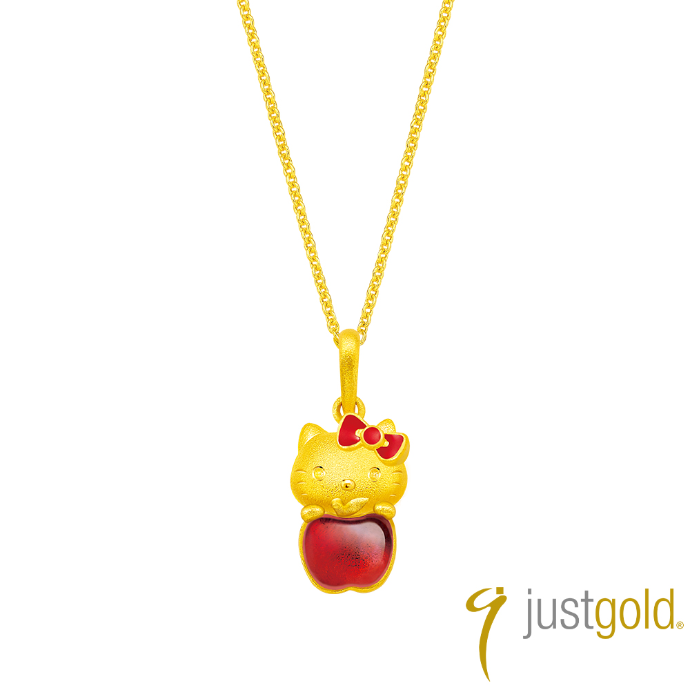 Just Gold 鎮金店 Hello Kitty 蘋安萌福 黃金吊墜(不含鍊)