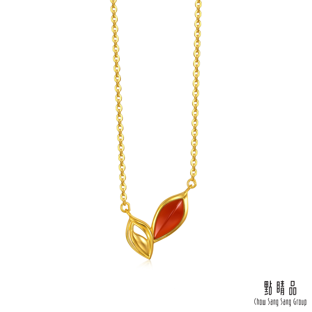 Chow Sang Sang Group 點睛品 網路獨家款 紅葉新芽 紅玉髓黃金項鍊