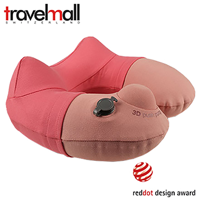 Travelmall 手動旅行充氣頸枕-粉 (飛機枕/午睡枕/U型枕)