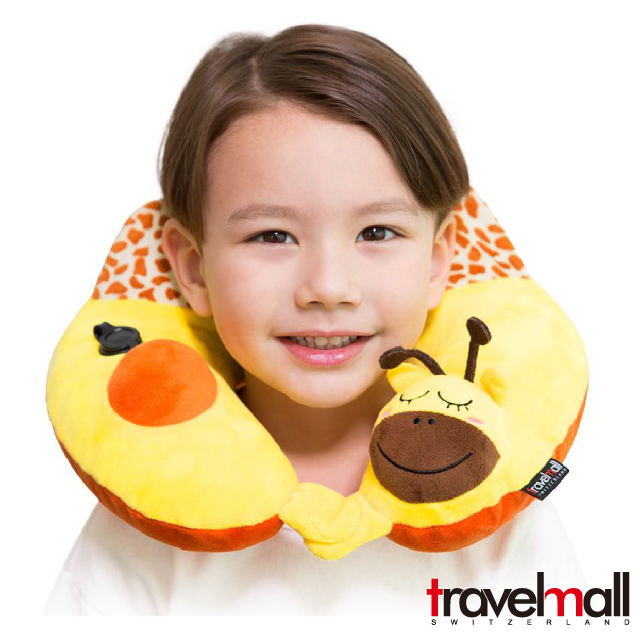 Travelmall 3D按壓式充氣頸枕-長頸鹿版 (飛機枕/午睡枕/U型枕)