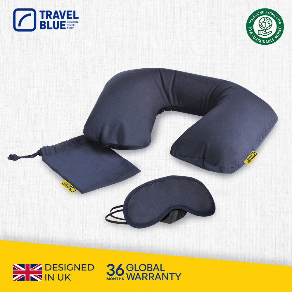Travel Blue 藍旅 安心入睡套組(含充氣U型頸枕與眼罩) TB223