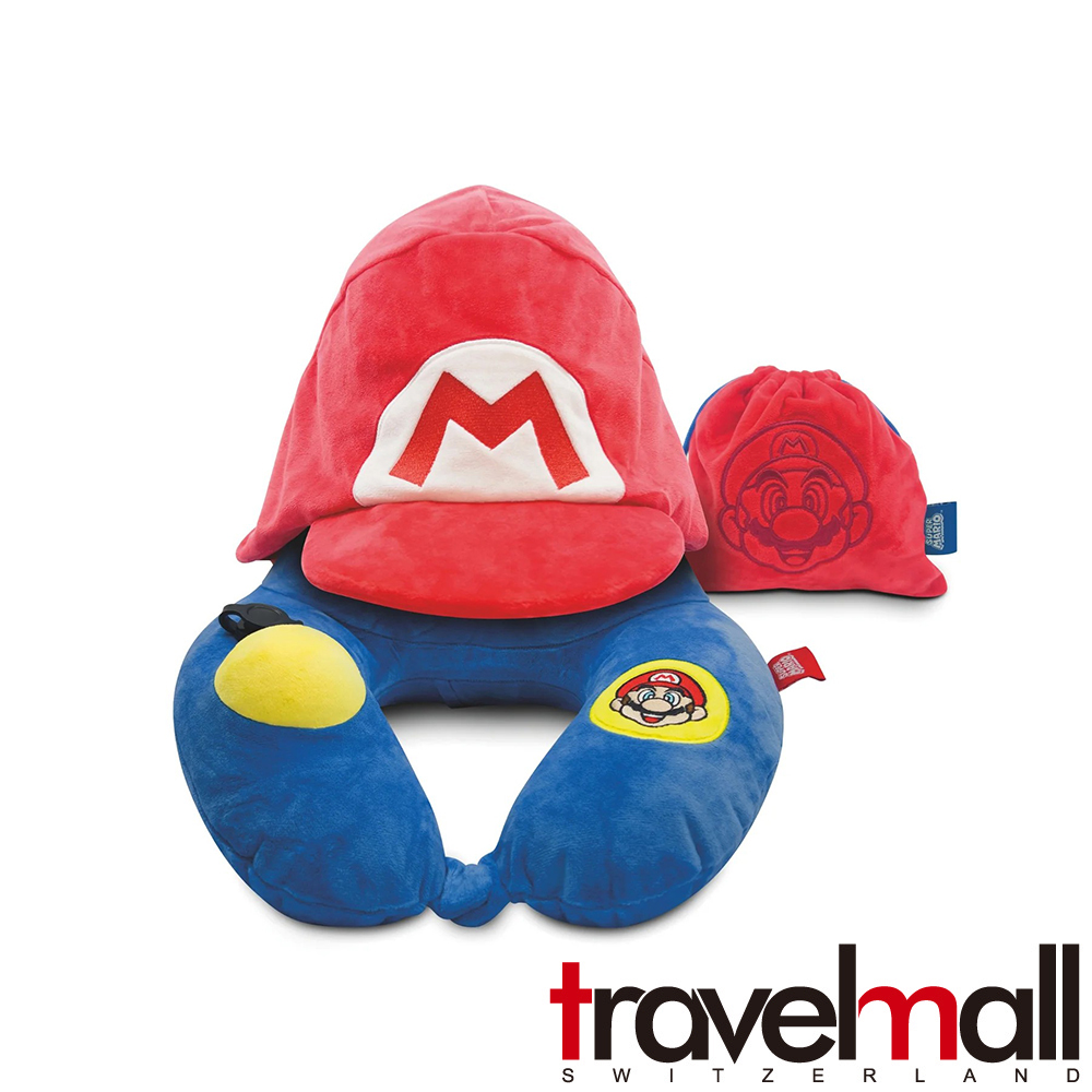 Travelmall 超級瑪利歐連帽充氣枕-瑪利歐