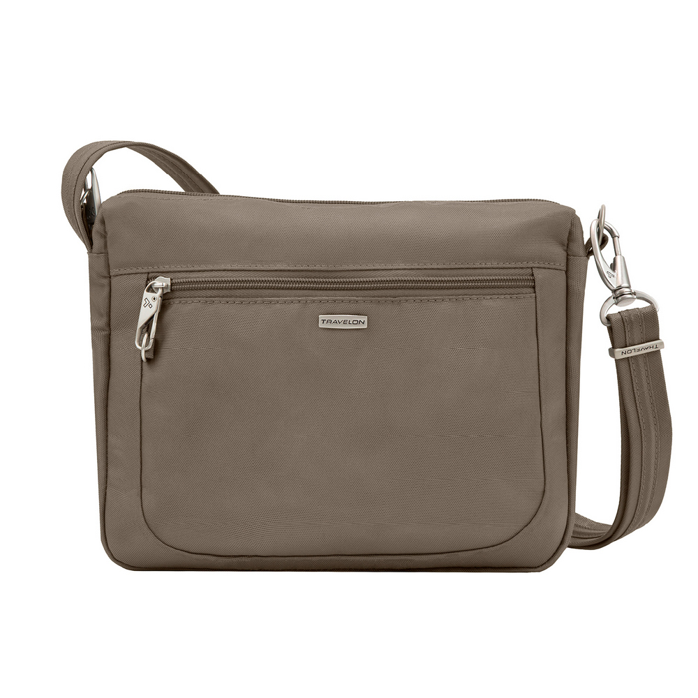 TRAVELON 美國 Classic三層防盜斜背包(灰) / 側背包 斜背包 背帶包 防割防搶（其他規格）