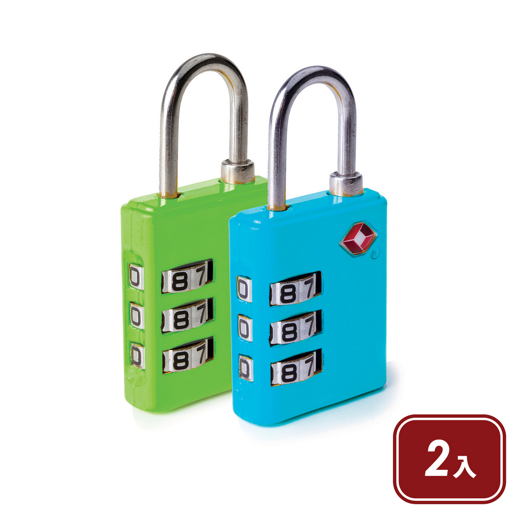 TRAVELON 美國 TSA三碼防盜密碼鎖2入 / 多色 TSA鎖 密碼鎖