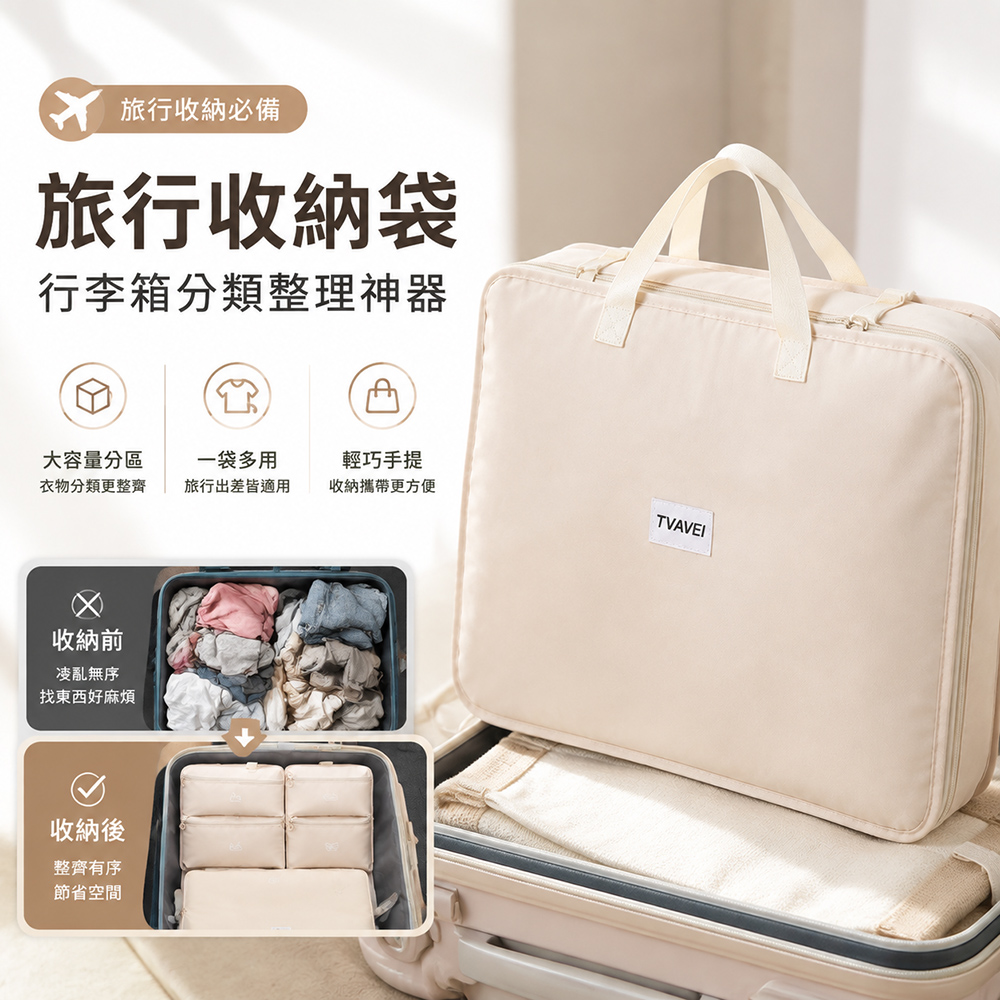 七合一大容量行李箱分類收納包 旅行收納袋 出國旅遊衣物收納袋 衣物收納袋 化妝包 盥洗包