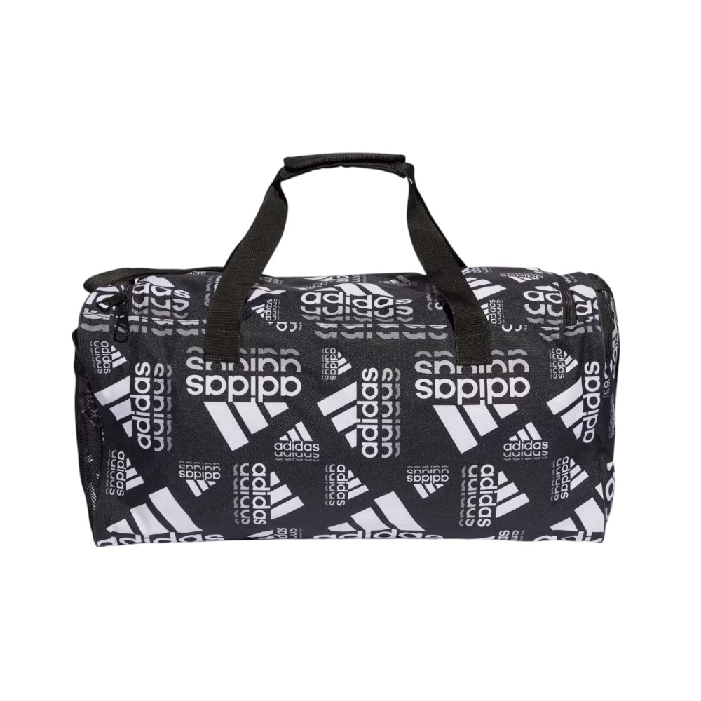 adidas 愛迪達 黑白滿版運動包 再生材質 側背行李袋 多隔層旅行袋 IJ5645
