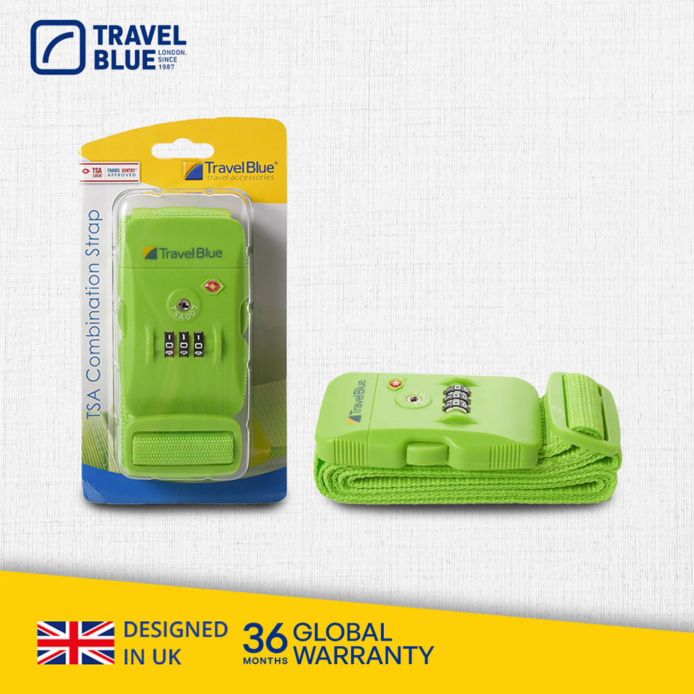 Travel Blue 藍旅 TSA美國海關密碼鎖 行李束帶 綠色