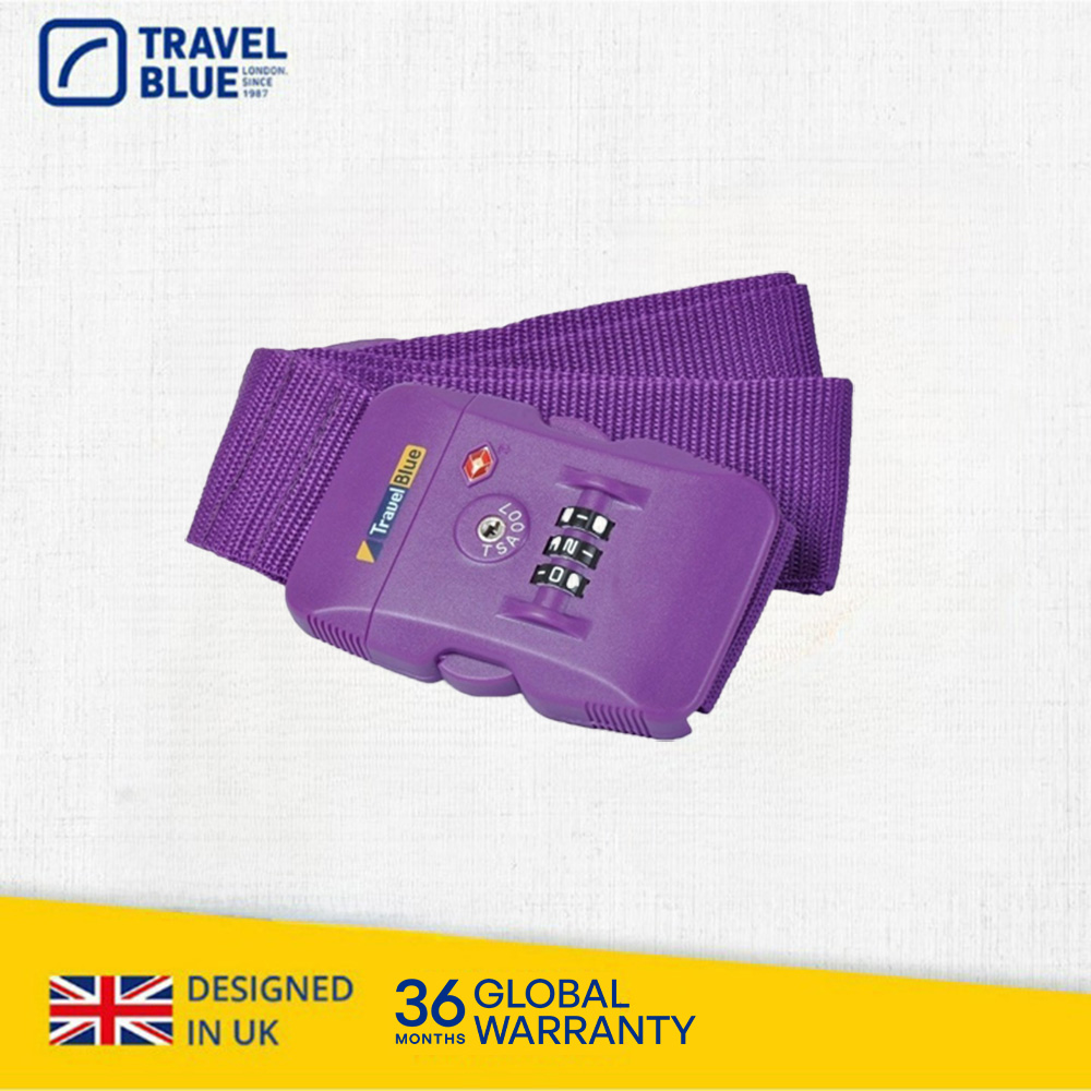 Travel Blue 藍旅 TSA美國海關密碼鎖 行李束帶 紫色