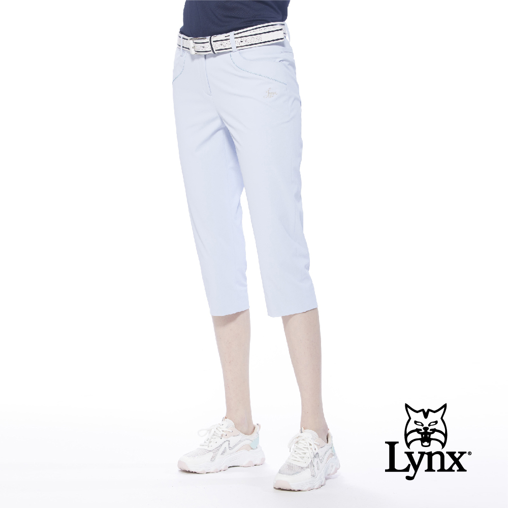 Lynx Golf 女款日本布料吸汗速乾舒適配色口袋褲腳開衩窄管七分褲(二色)