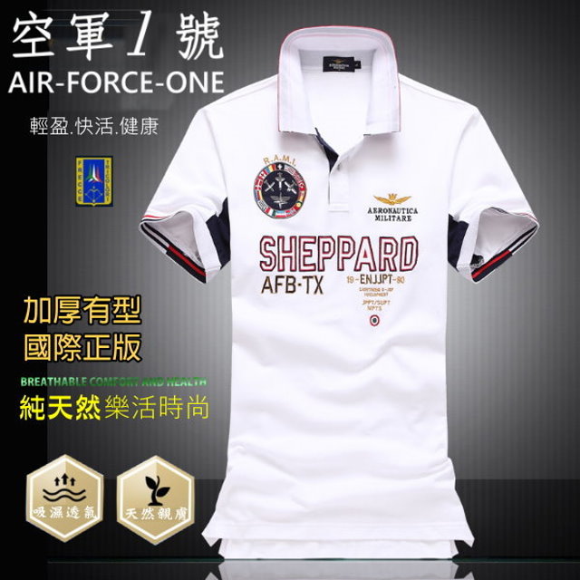 [UF72]空軍一號抗UV純正天然棉吸濕排汗國際機長制服加厚版POLO杉AF-827/白
