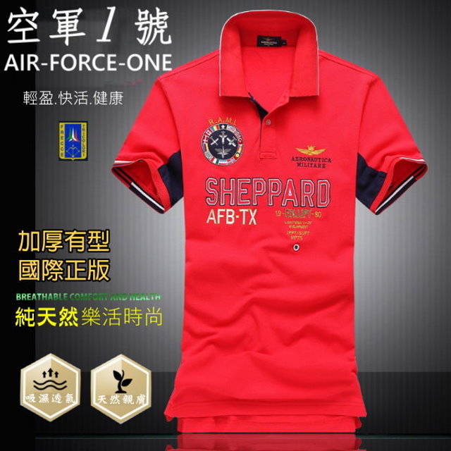 [UF72]空軍一號抗UV純正天然棉吸濕排汗國際機長制服加厚版POLO杉AF-827/紅