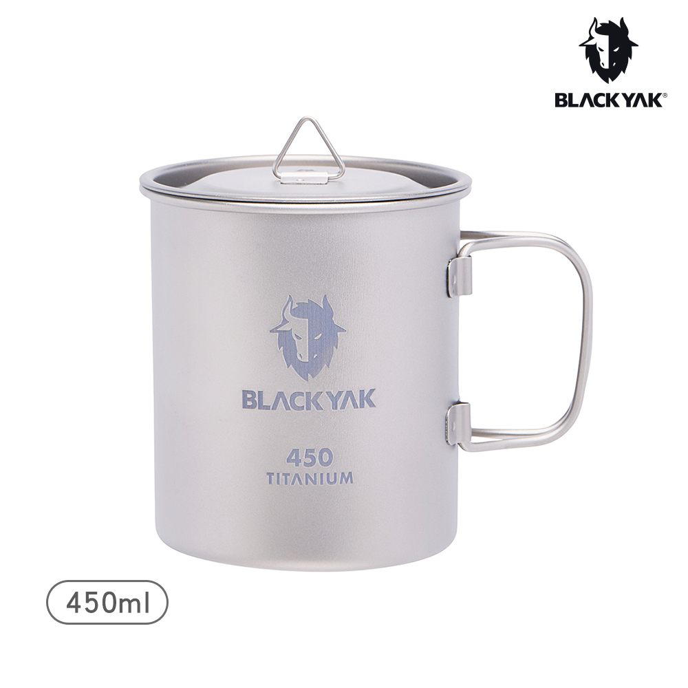 BLACKYAK TITANIUM純鈦單層折疊手把杯450ml(碳灰)-露營杯/輕量純鈦|BYDB1NGN02
