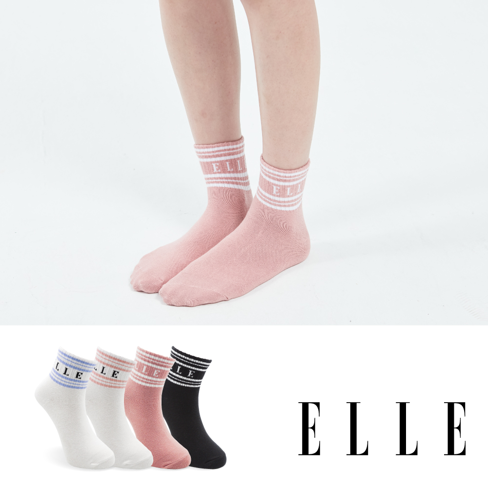 ELLE 1﹧2少女條紋休閒短襪