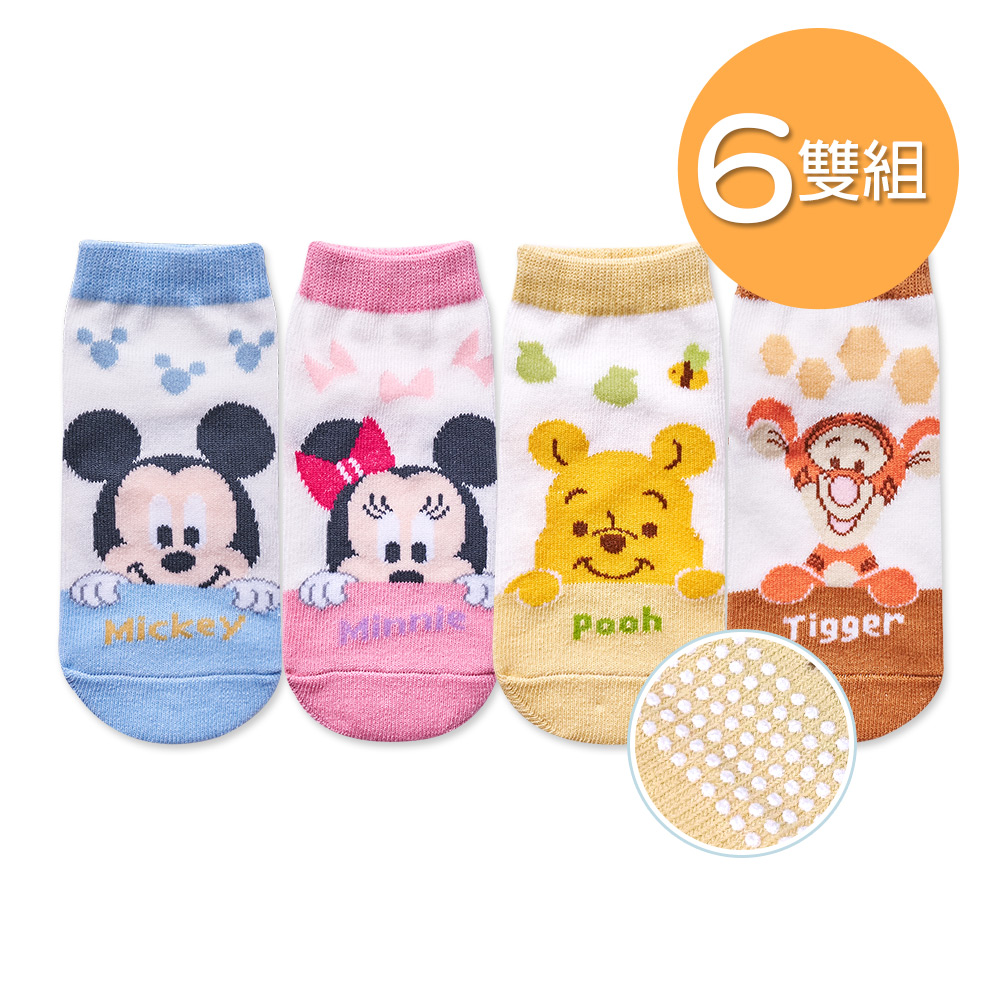 ONEDER 旺達 迪士尼幼童襪 米奇米妮 小熊維尼 12-14cm-6雙組