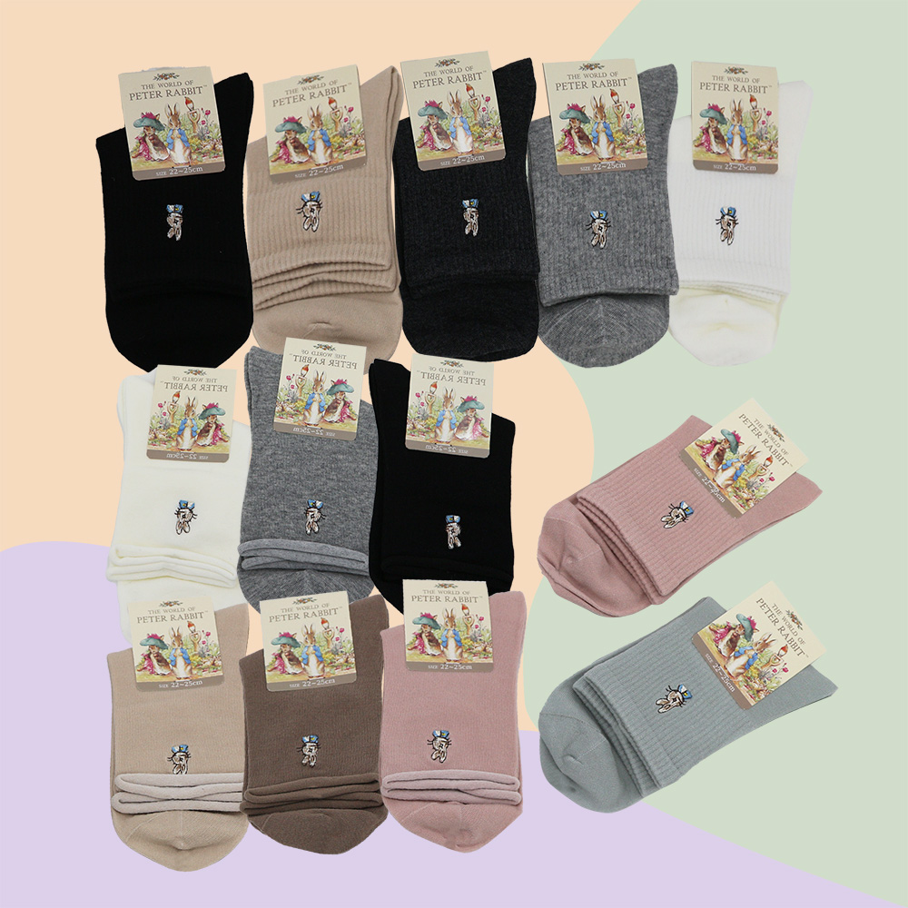 一品川流 比得兔無痕精梳棉刺繡女襪 / 無縫精梳棉刺繡休閒女襪-12雙