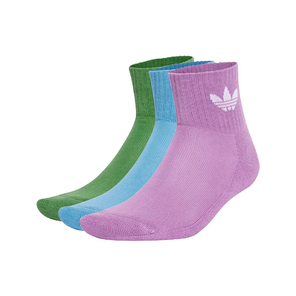 adidas 愛迪達 短襪 Mid Crew 紫 藍 綠 三葉草 低筒 休閒襪 襪子 愛迪達 IX5241