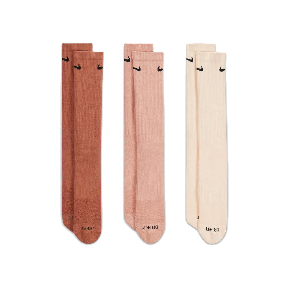 NIKE 耐吉 襪子 Everyday Plus Cushioned Training Crew Socks 豆沙配色 三雙入 長襪 中筒襪 SX6891-914