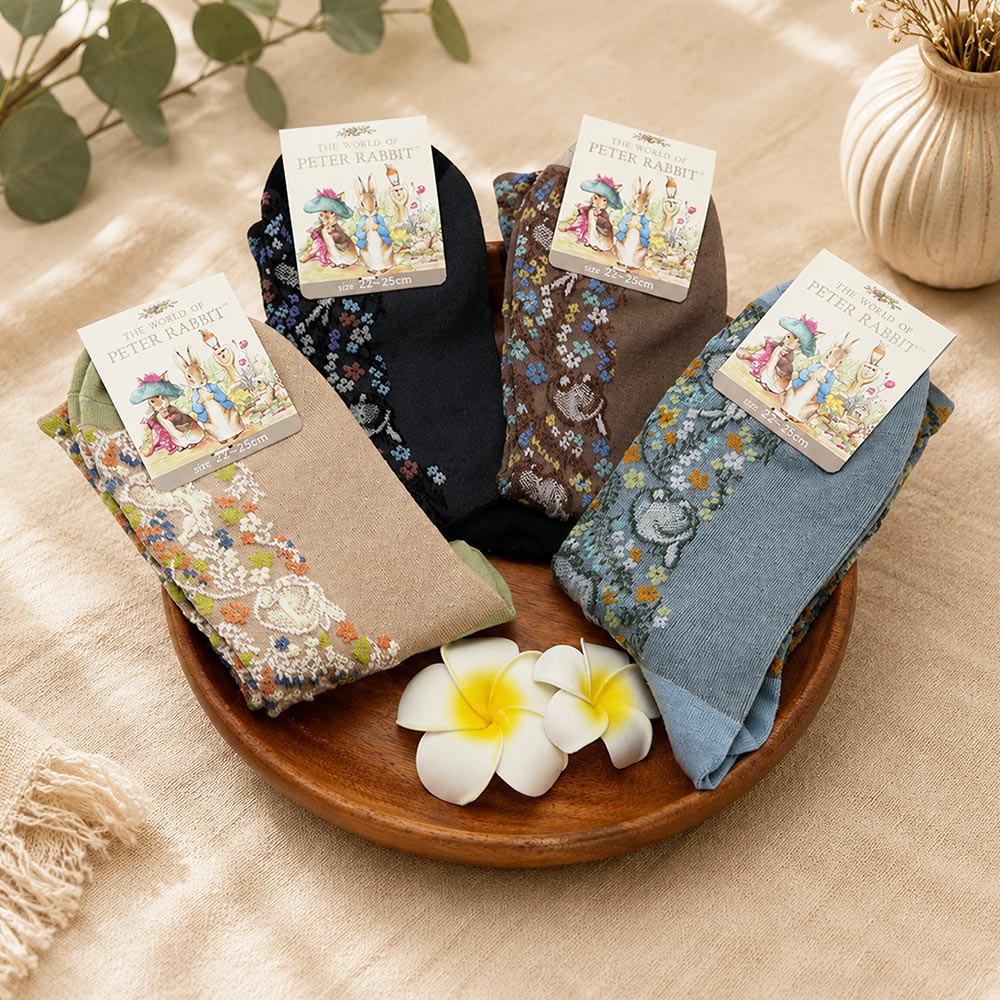 一品川流 PETER RABBIT 比得兔立體刺繡精梳棉少女襪-6雙