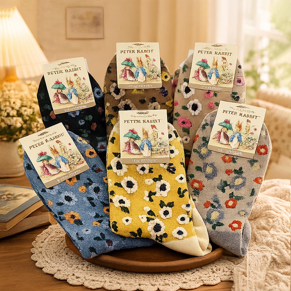 一品川流 PETER RABBIT 比得兔立體刺繡精梳棉少女襪-12雙（其他規格）