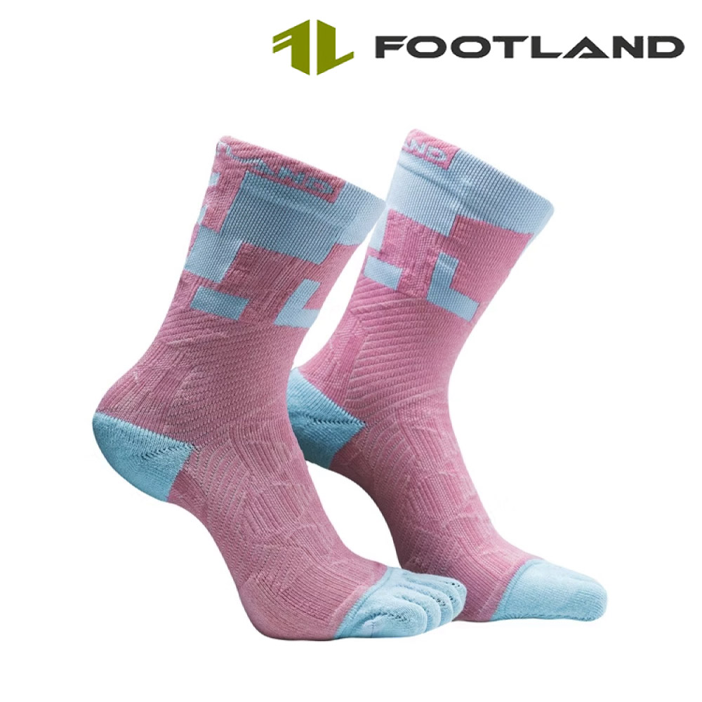 Footland RR 足弓保護中筒五趾慢跑襪 2 粉青 (S-L)|輕壓貼合款 跑襪 自行車襪 加壓襪 運動襪